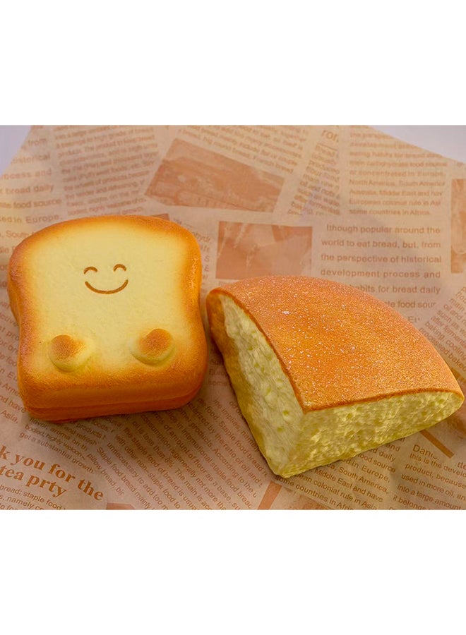 2-Pack Realistic Squishy Baking Toys (Cheesecake & Smiling Toast) - Sensory Stress Relief Toy Made of Slow-Rising Polyurethane Foam for Kids and Adults, Cute Decorative Food-Shaped Toy to Relieve Anxiety at the Desk - Image 3